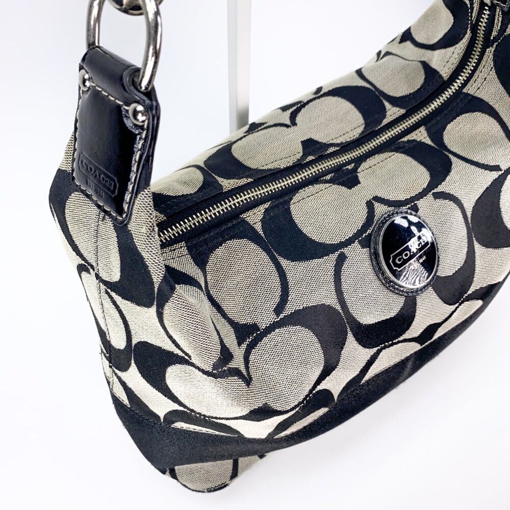 COACH Hobo Signature Stripe Canvas Shoulder bag - E1094-F15197 - Picture 5 of 15